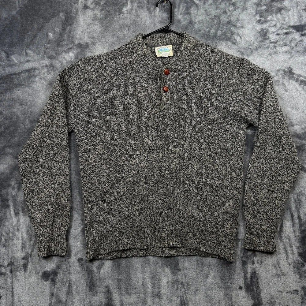 Royal North Mills Outfitters Sweater Mens XL Grey Wool Blend Henley USA Made